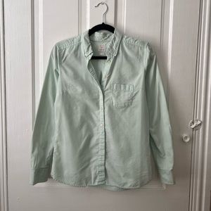 Gap Mint Green Shrunken Boyfriend Cotton Long Sleeve Oxford Button Up Shirt